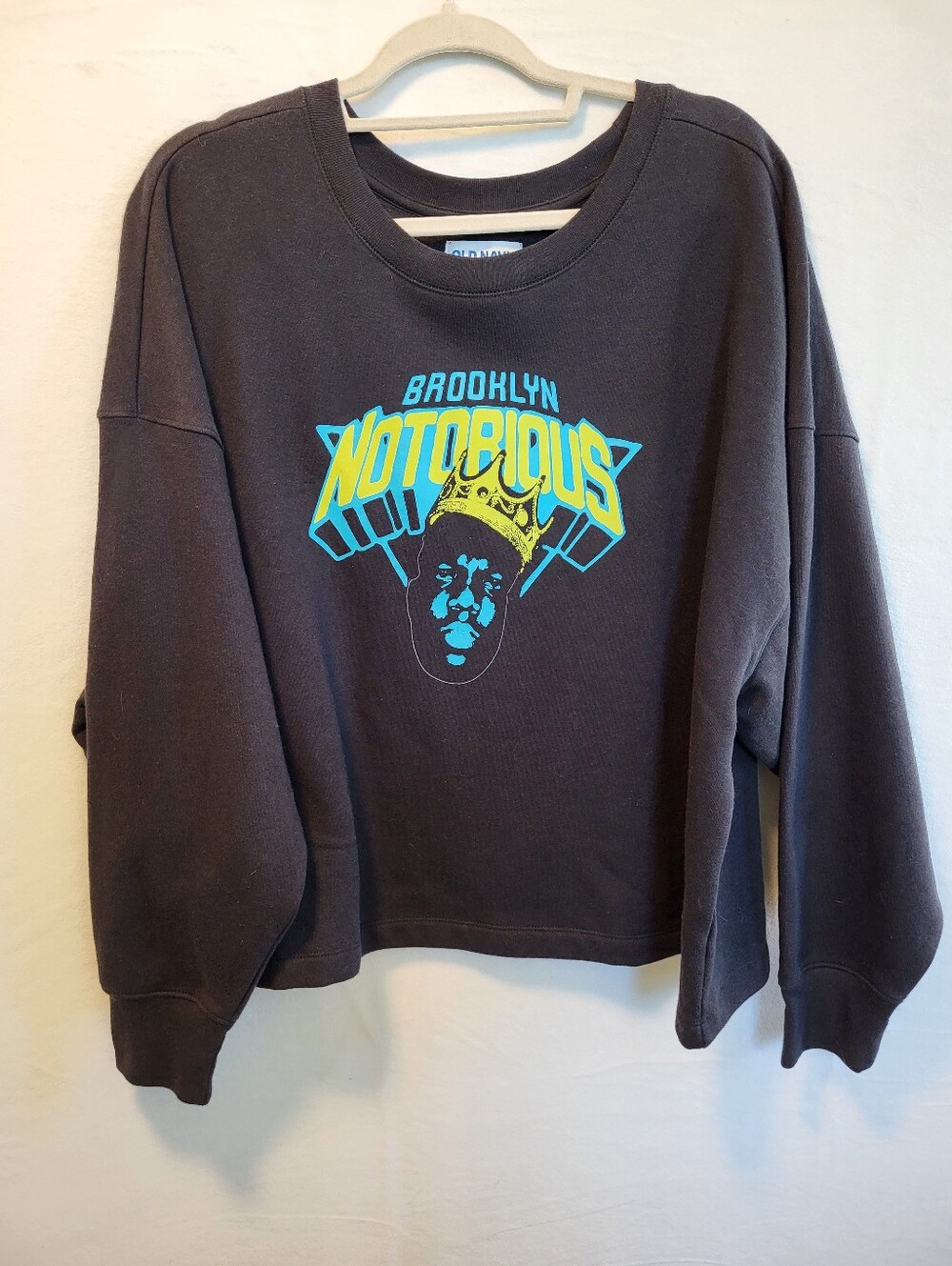 NWT Old Navy Black Crewneck Long Sleeve Sweatshirt Brooklyn Notorous Size XXT